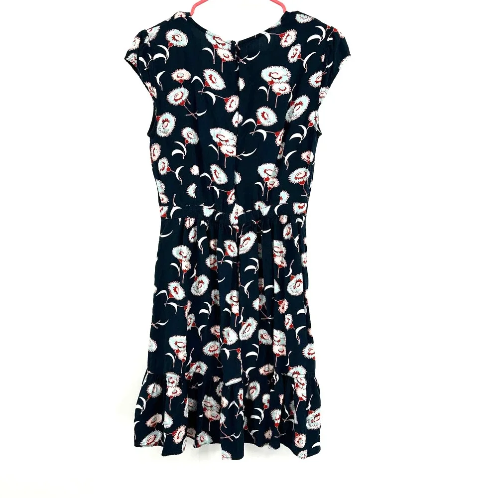 J. Crew Mercantile size 0 short sleeve wrap‎ dress deep teal floral print